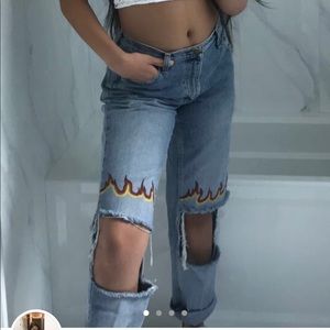 ragged preist inspired flame blaze jeans